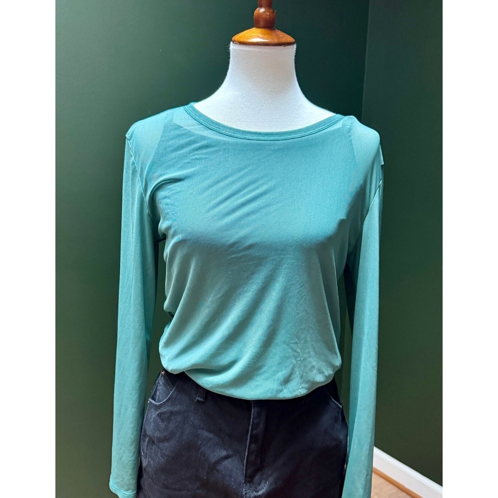 Primark Cares Long Sleeve Sheer Lightweight Green Top Women's M